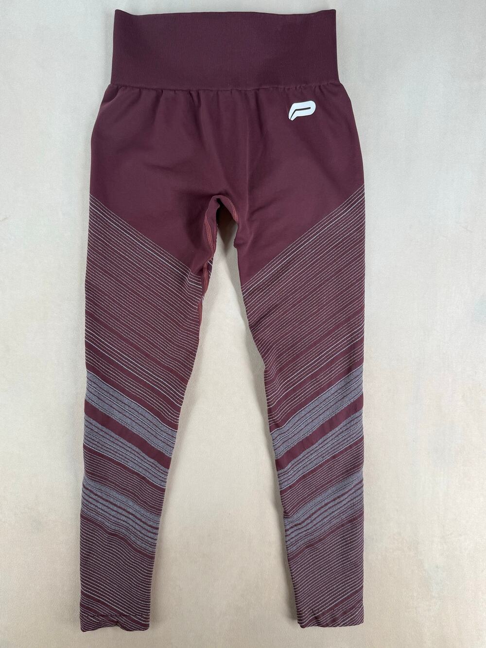 Pursue Fitness Seamless High-Waisted Workout Leggings Burgundy Size Medium